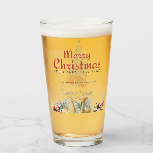 Frohe Weihnachtsbaumgeschenke für den Hirschglass- Glas (Vorne (Gefüllt))