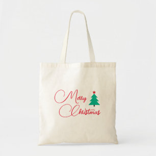 Frohe Weihnachtsbaumkalligraphie Tragetasche