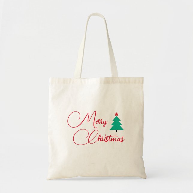 Frohe Weihnachtsbaumkalligraphie Tragetasche (Vorne)