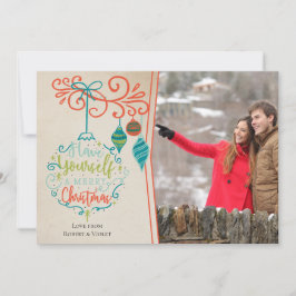 Frohe Weihnachtsbaumkunst & Retro Ornamente - Foto Feiertagskarte