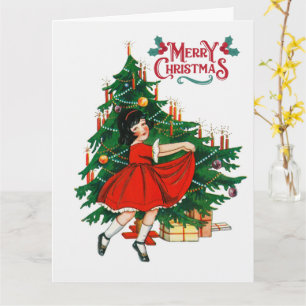 Frohe Weihnachtsbaumkunst Vintag Karte