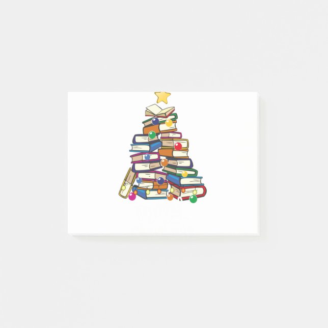 Frohe Weihnachtsbaumlehrer Liebe lesen Bücher Post-it Klebezettel (Vorderseite)
