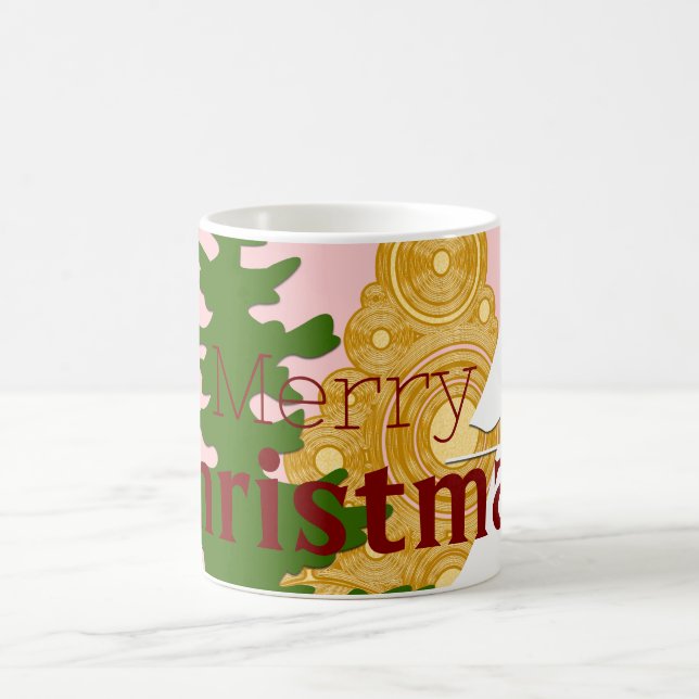 Frohe Weihnachtsbaumpinke Kaffeetasse (Mittel)
