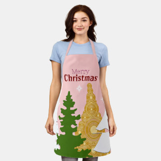 Frohe Weihnachtsbaumpinke Schürze