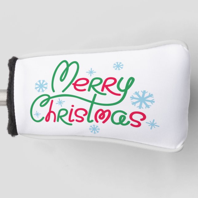 Frohe Weihnachtsbaumschneeflocken Weihnachtsmützen Golf Headcover (Vorderseite)