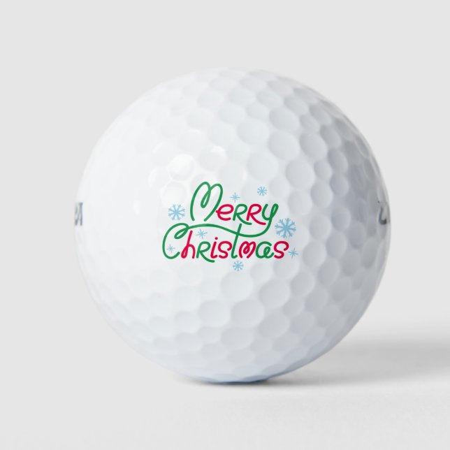 Frohe Weihnachtsbaumschneeflocken Weihnachtsmützen Golfball (Vorderseite)
