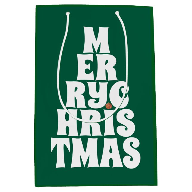 Frohe Weihnachtsbaumstil für Spaß Mittlere Geschenktüte (Vorderseite)