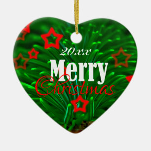 Frohe Weihnachtsbaumzweig und Sterne Keramik Ornament