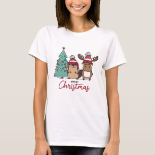 Frohe Weihnachtsbeere und Elche T-Shirt