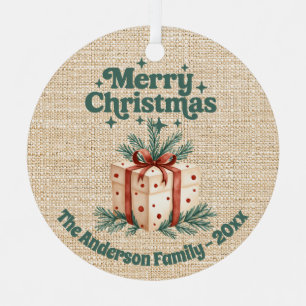 Frohe Weihnachtsbeige Geschenkboxen grün Ornament Aus Metall