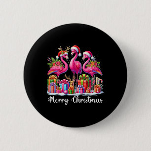 Frohe Weihnachtsbeleuchtung Flamingo Weihnachtsman Button