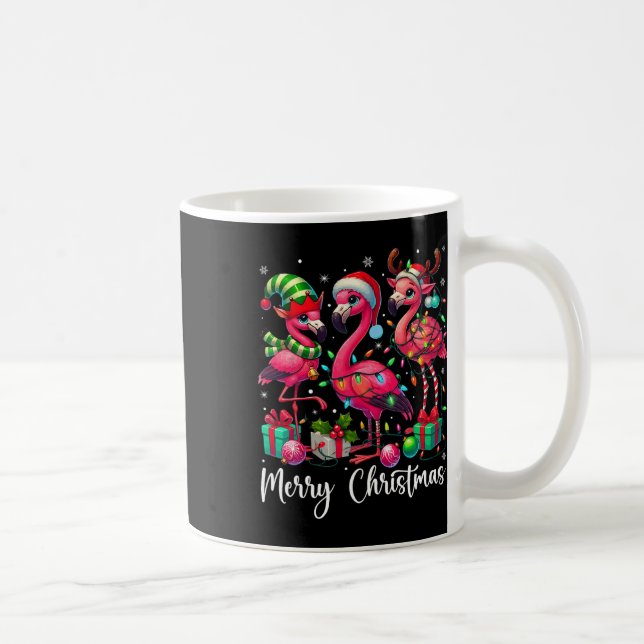 Frohe Weihnachtsbeleuchtung Flamingo Weihnachtsman Kaffeetasse (Rechts)