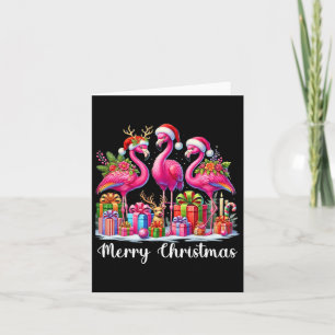 Frohe Weihnachtsbeleuchtung Flamingo Weihnachtsman Karte