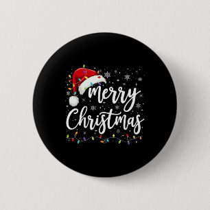 Frohe Weihnachtsbeleuchtung Red Weihnachtsmannmütz Button