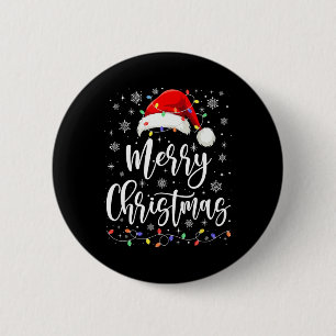 Frohe Weihnachtsbeleuchtung Red Weihnachtsmannmütz Button