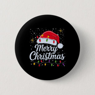Frohe Weihnachtsbeleuchtung Red Weihnachtsmannmütz Button