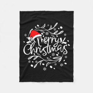 Frohe Weihnachtsbeleuchtung Red Weihnachtsmannmütz Fleecedecke