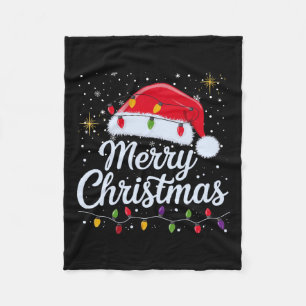 Frohe Weihnachtsbeleuchtung Red Weihnachtsmannmütz Fleecedecke