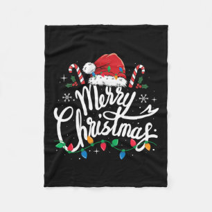 Frohe Weihnachtsbeleuchtung Red Weihnachtsmannmütz Fleecedecke