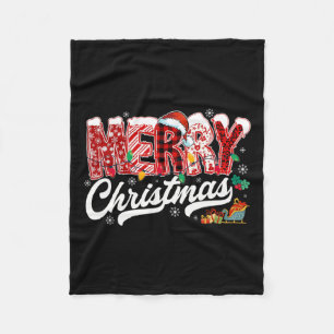Frohe Weihnachtsbeleuchtung Red Weihnachtsmannmütz Fleecedecke
