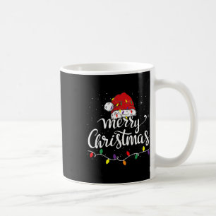 Frohe Weihnachtsbeleuchtung Red Weihnachtsmannmütz Kaffeetasse