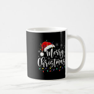 Frohe Weihnachtsbeleuchtung Red Weihnachtsmannmütz Kaffeetasse