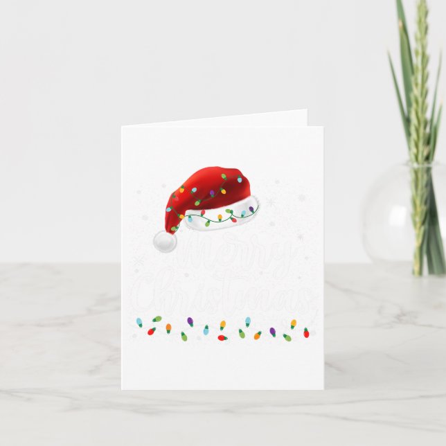 Frohe Weihnachtsbeleuchtung Red Weihnachtsmannmütz Karte (Vorderseite)
