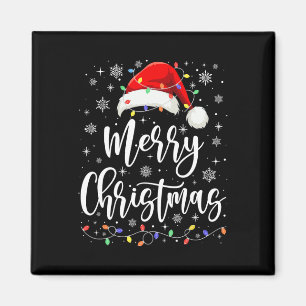 Frohe Weihnachtsbeleuchtung Red Weihnachtsmannmütz Magnet