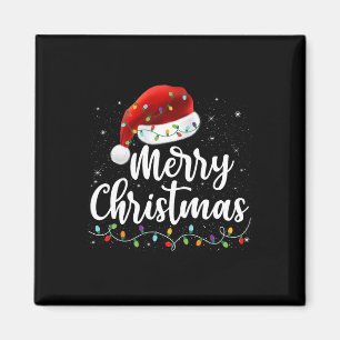 Frohe Weihnachtsbeleuchtung Red Weihnachtsmannmütz Magnet