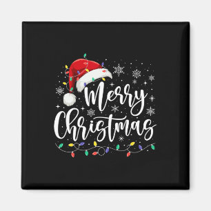 Frohe Weihnachtsbeleuchtung Red Weihnachtsmannmütz Magnet