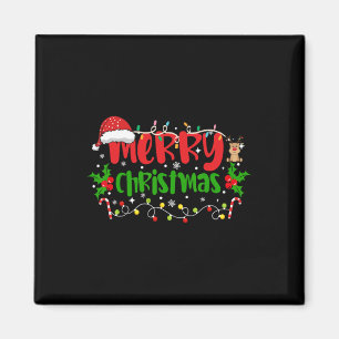 Frohe Weihnachtsbeleuchtung Red Weihnachtsmannmütz Magnet