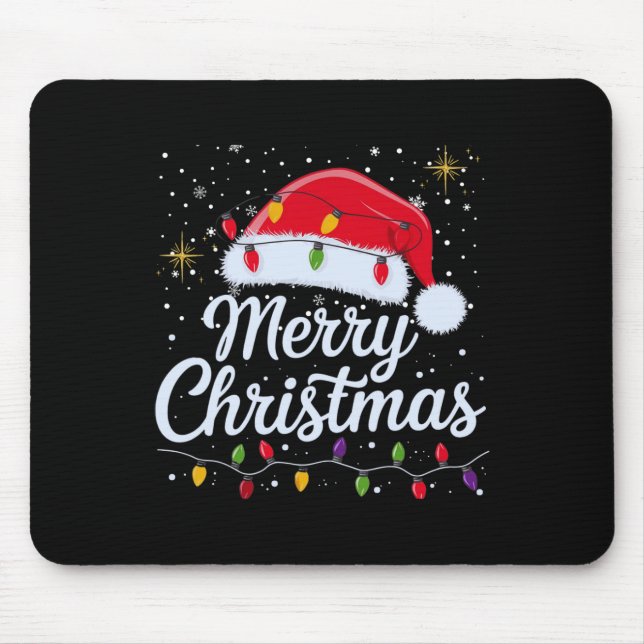 Frohe Weihnachtsbeleuchtung Red Weihnachtsmannmütz Mousepad (Vorne)