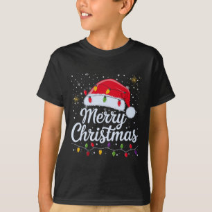 Frohe Weihnachtsbeleuchtung Red Weihnachtsmannmütz T-Shirt