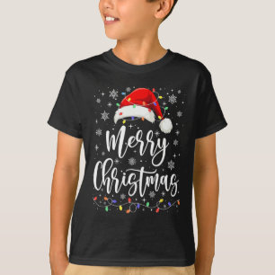 Frohe Weihnachtsbeleuchtung Red Weihnachtsmannmütz T-Shirt