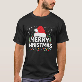 Frohe Weihnachtsbeleuchtung Red Weihnachtsmannmütz T-Shirt