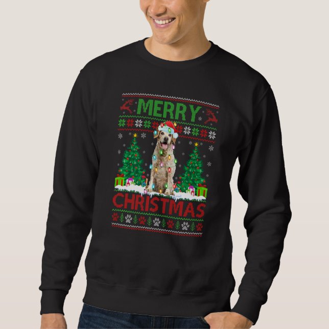 Frohe Weihnachtsbeleuchtung Ugly Brittany Spaniel  Sweatshirt (Vorderseite)