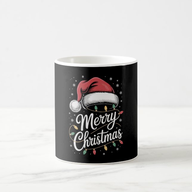 Frohe Weihnachtsbeleuchtung Weihnachtsmannmütze Xm Kaffeetasse (Mittel)