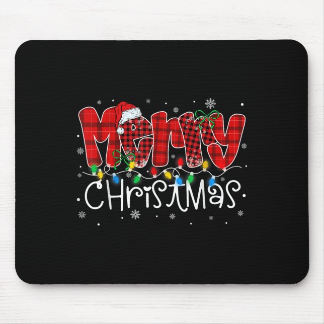 Frohe Weihnachtsbeleuchtung Weihnachtsmannmütze Xm Mousepad (Vorne)