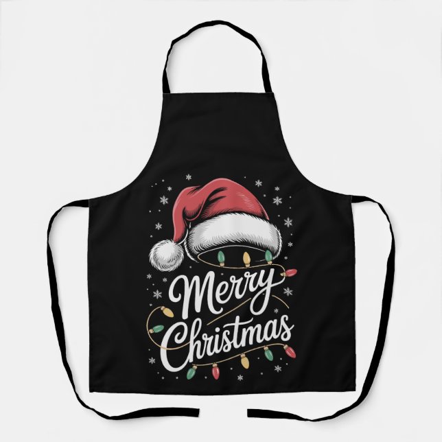 Frohe Weihnachtsbeleuchtung Weihnachtsmannmütze Xm Schürze (Vorderseite)