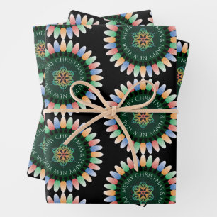 Frohe Weihnachtsbeleuchtung Wrapping Paper Geschenkpapier Set