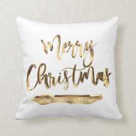 Frohe Weihnachtsbezeichnung oder Text Gold und Wei Kissen