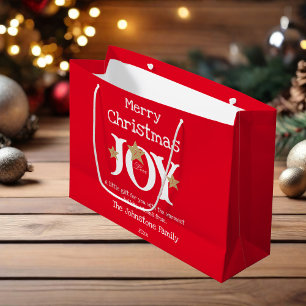 Frohe Weihnachtsbezeichnung Script Niedlich Red Große Geschenktüte