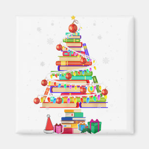 Frohe Weihnachtsbibliothek Baum niedlich Buchlover Magnet