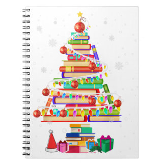 Frohe Weihnachtsbibliothek Baum niedliche Bücherbi Notizblock
