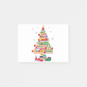 Frohe Weihnachtsbibliothek Baum Niedliches Buch Lo Post-it Klebezettel