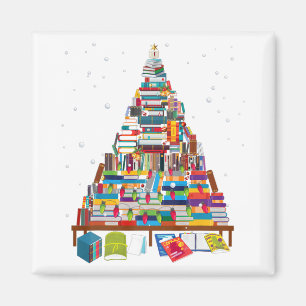 Frohe Weihnachtsbibliothek Bäume Geschenk für Bu Magnet