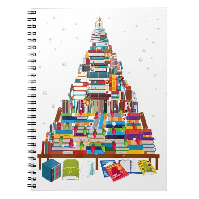 Frohe Weihnachtsbibliothek Bäume Geschenk für Buch (Vorderseite)