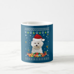 Frohe Weihnachtsbichons Frise Hund Ugly Sweater Kaffeetasse
