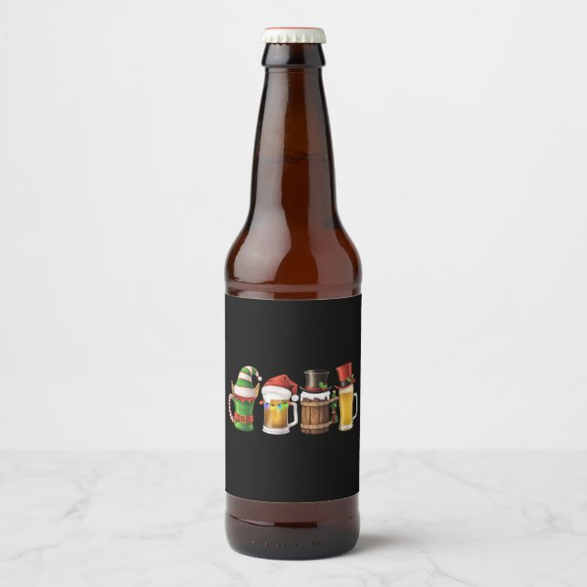 Frohe Weihnachtsbiere trinken Santa Beer Lover Bierflaschenetikett (Vorderseite)