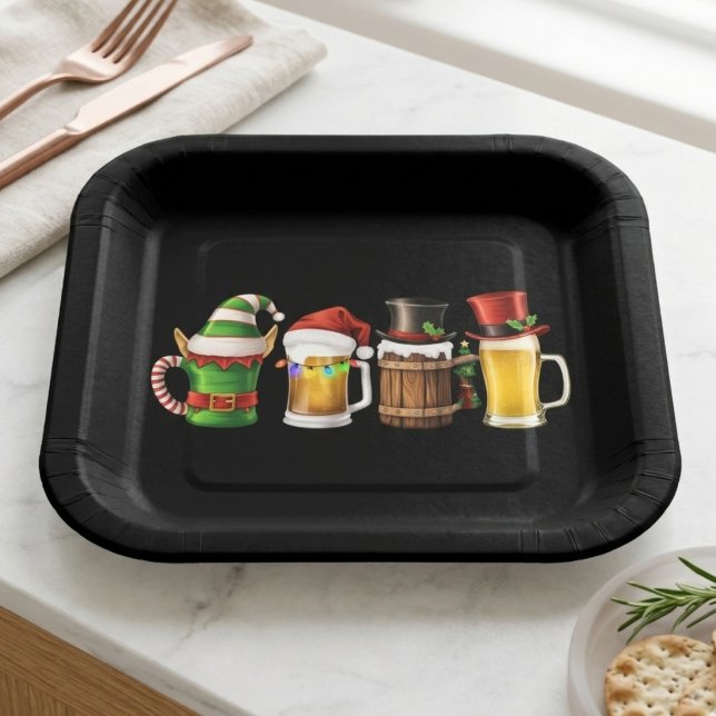 Frohe Weihnachtsbiere trinken Santa Beer Lover Pappteller (Von Creator hochgeladen)